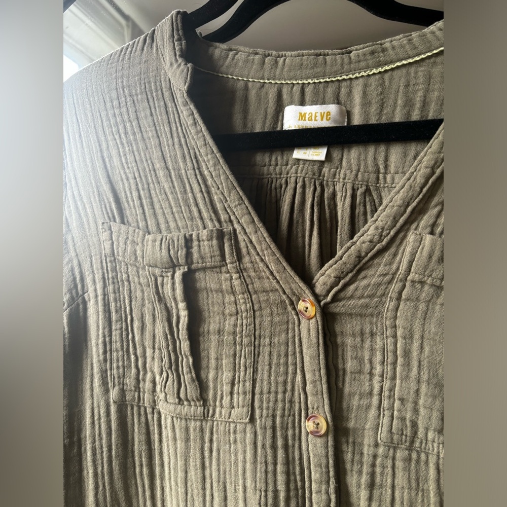 ANTHROPOLOGIE MAEVE | Katie textured utility tunic in moss | us size 6 - Picture 6 of 15